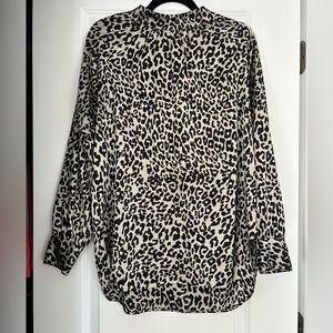 LOFT Animal Print Satin Blouse